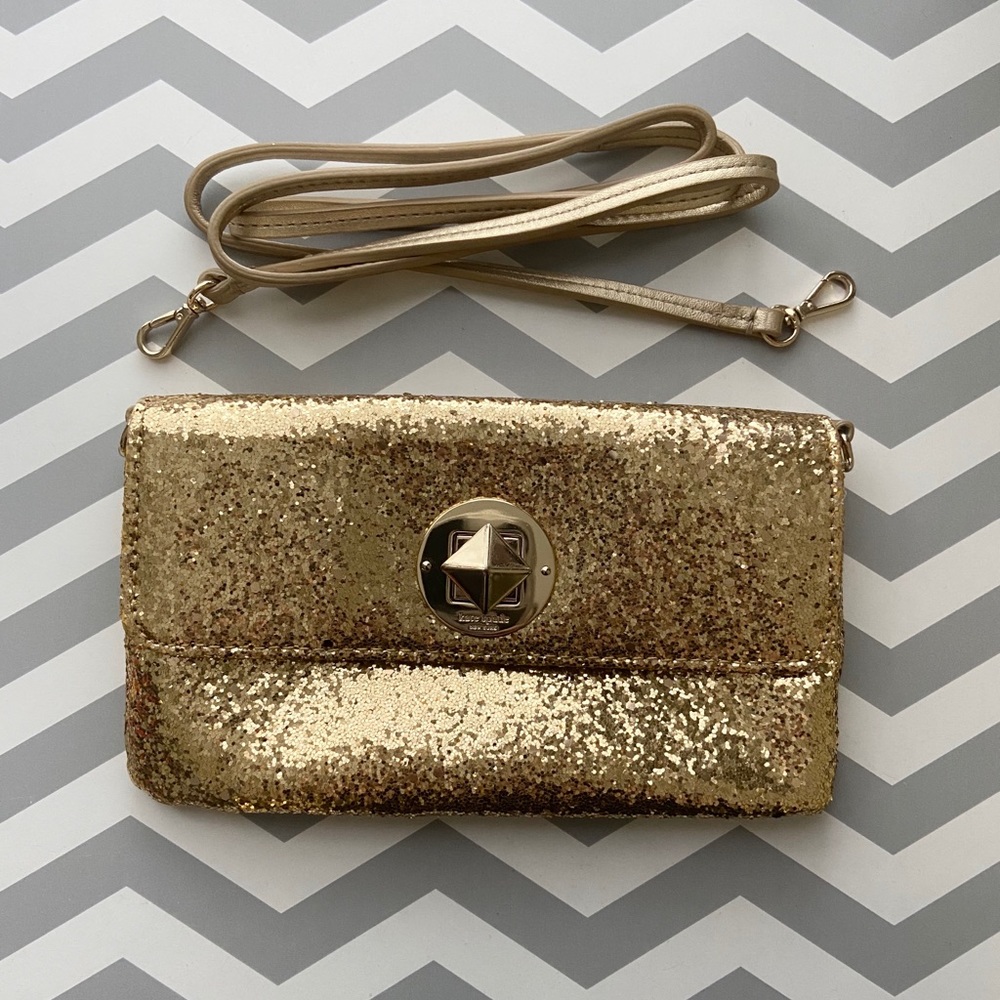 Kate spade gold clutch with strap
